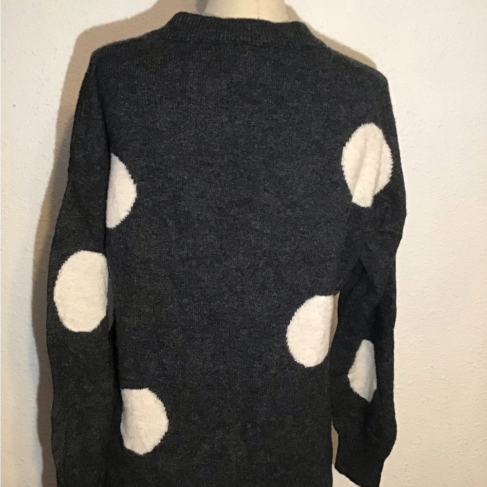 Madewell dotted Bartlett v-neck charcoal sweater size small - Picture 5 of 11